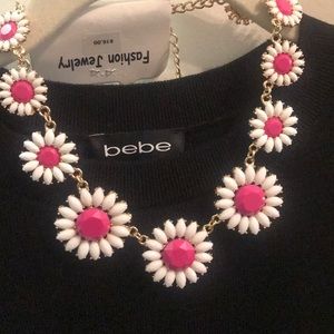 Pink and white flower necklace